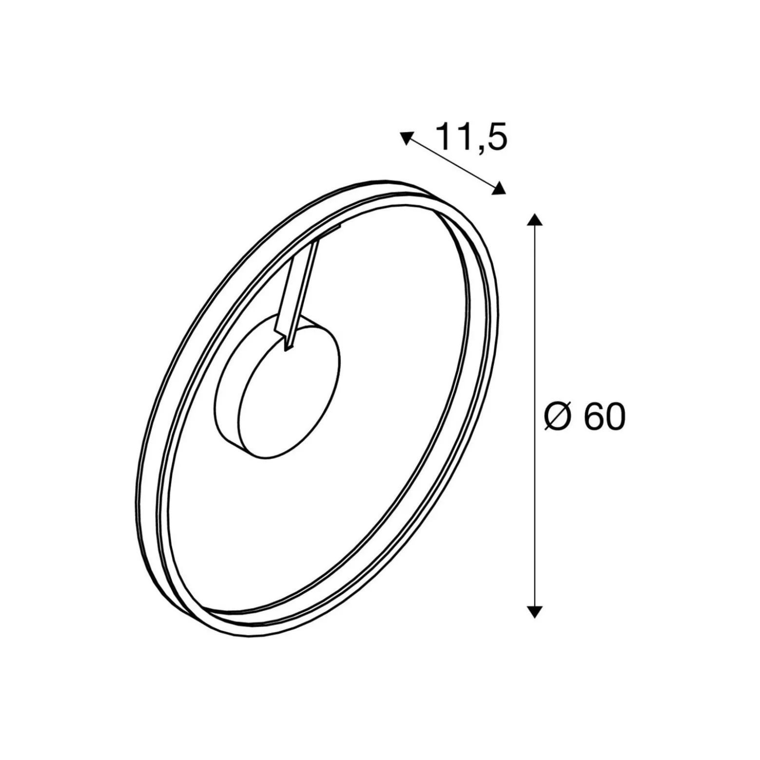 SLV LED-kattovalaisin One, Ø 60 cm, musta, metalli, CCT