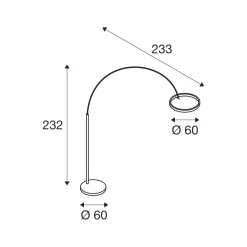 SLV LED lattiavalaisin One Bow FL, valkoinen, teräs, korkeus 232 cm, CCT