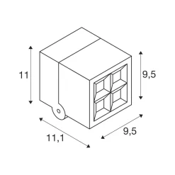 SLV LED-seinävalaisin S-Cube, antrasiitti, alumiini, leveys 9,5 cm,