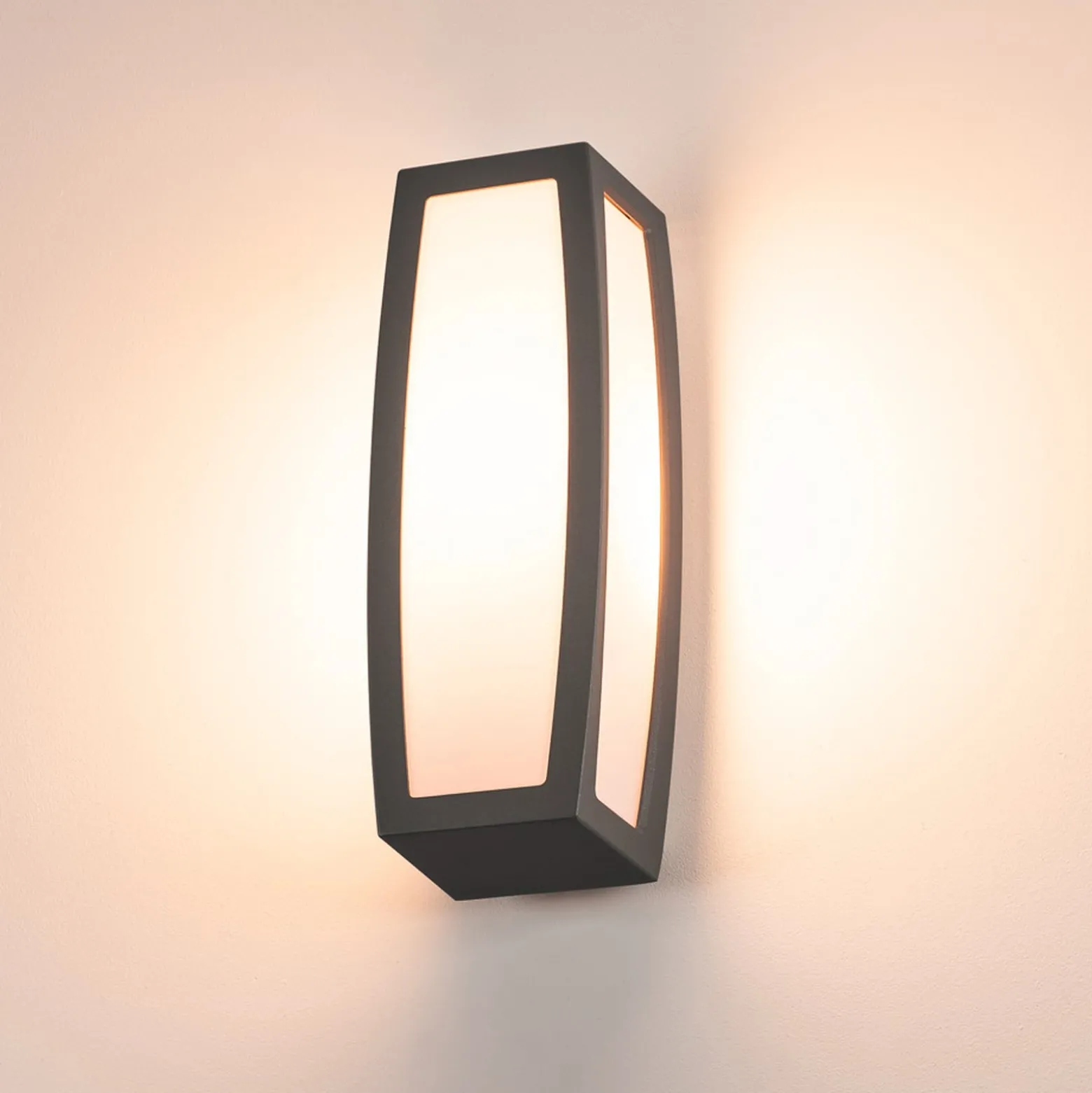 SLV Meridian Box -ulkoseinävalaisin, antrasiitti, leveys 13 cm