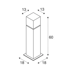 SLV pollarilamppu Square Pole, korkeus 60 cm, harmaa, ruostumaton teräs