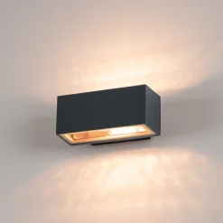 SLV-seinälamppu Box, antrasiitti, alumiini, leveys 22 cm, valo ylös/alas