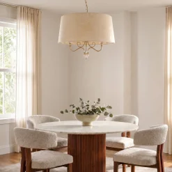 Sofia Ecrie -riippuvalo, beige/kultainen, tekstiili, teräs, E27