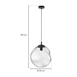 Sol lasinen riippuvalaisin, Ø 35cm, musta/savunharmaa