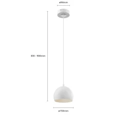 Sool-riippuvalaisin, valkoinen, Ø 15 cm, 1-lamppuinen, metalli, E27