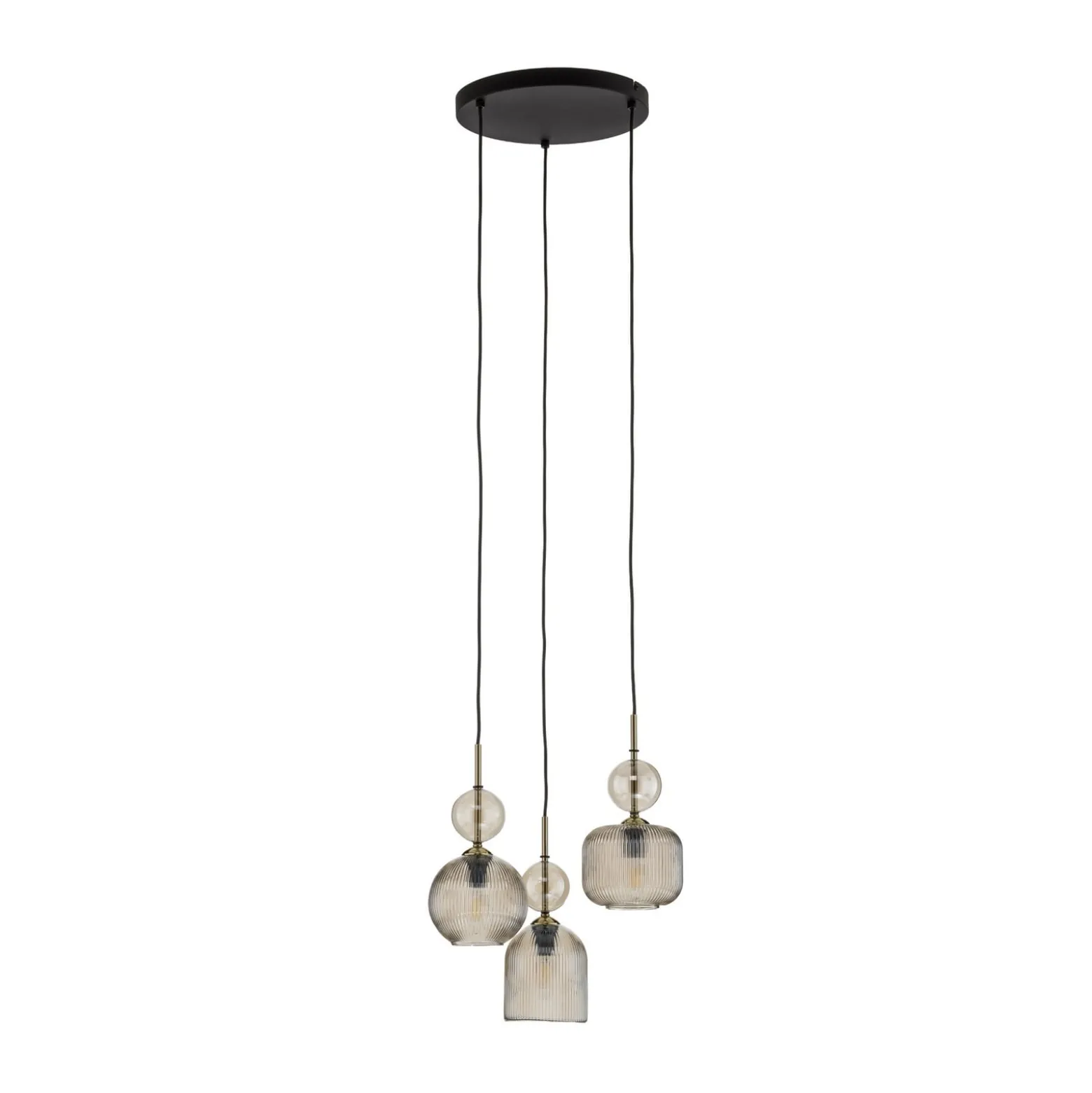 Sophia-riippuvalo, 3-lamppuinen, Ø 41 cm, konjakki/musta, E14