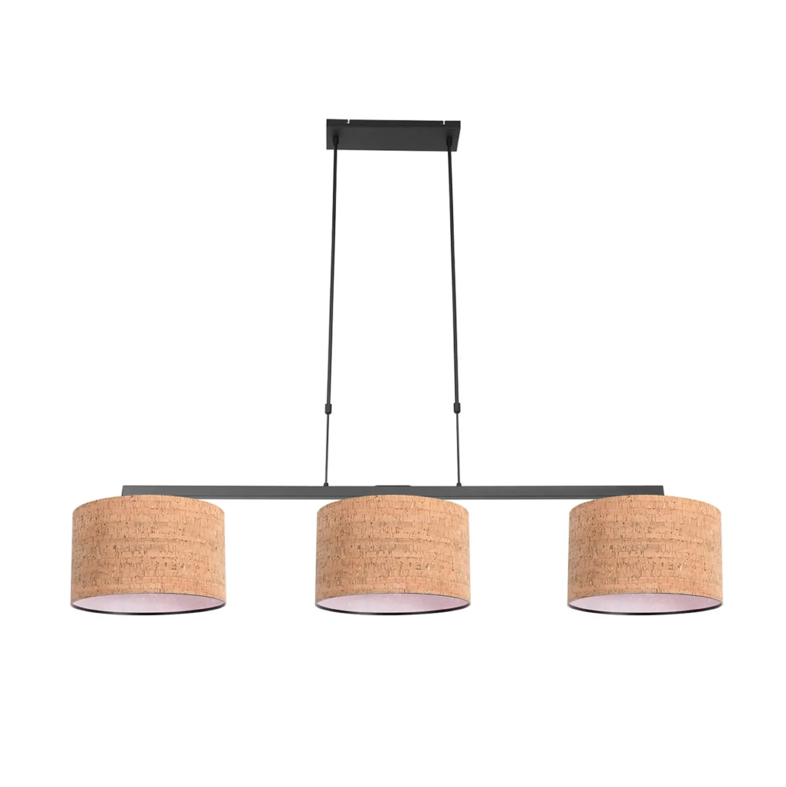 Stang-riippuvalo, musta/ruskea, pituus 140 cm, korkki, 3-lamppuinen.