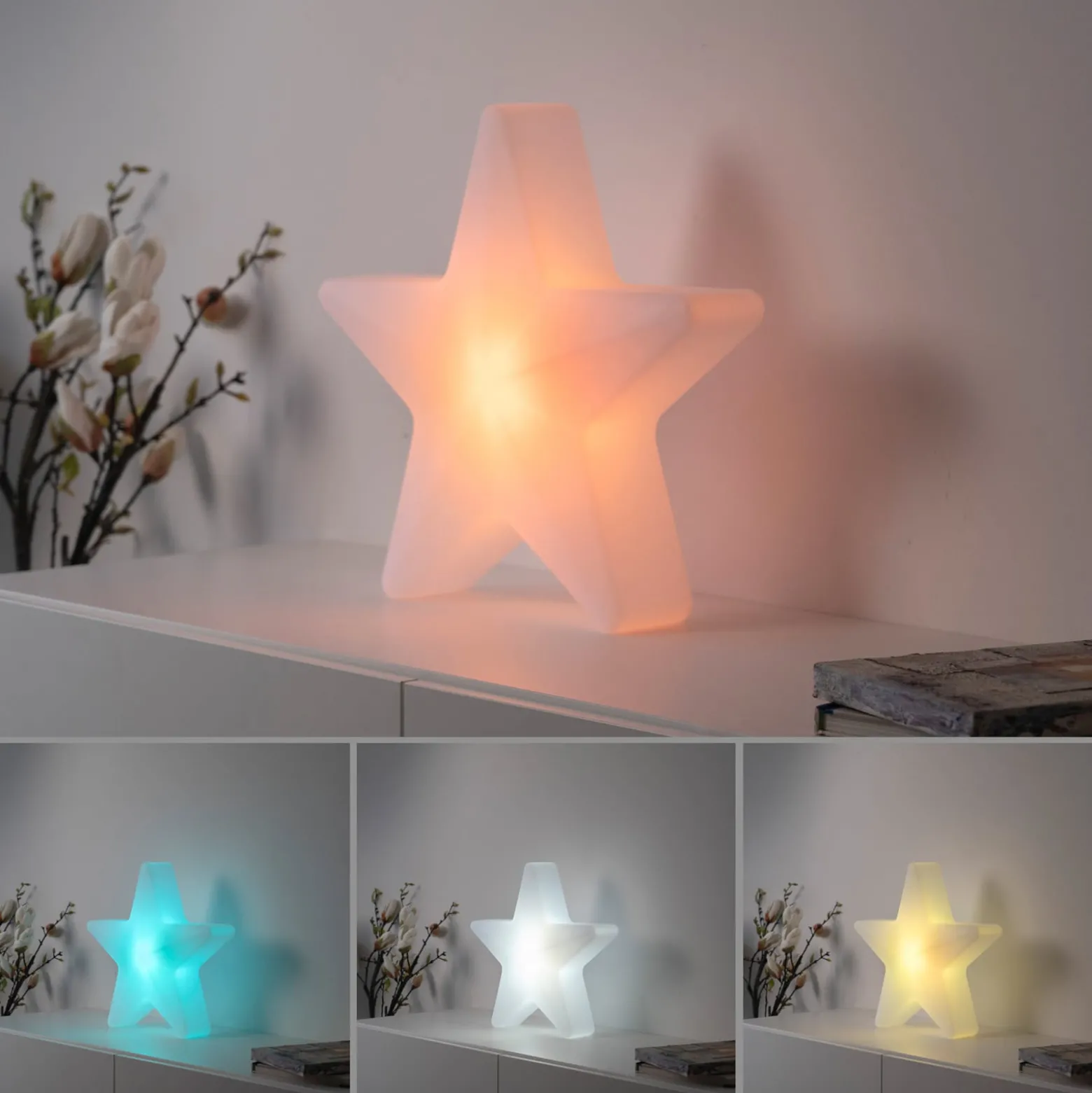 Star-LED-koristevalaisin, korkeus 39,5 cm, IP44, valkoinen, RGBW