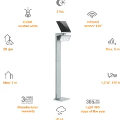 STEINEL XSolar Stand -LED-aurinkovalaisin hopea