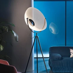 Stilnovo LED-lattiavalaisin Demi Moon, musta, korkeus 196 cm