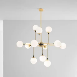 Stilnovo-riippuvalo Galassia, kullanvärinen, Ø 120 cm, 12-lamppuinen.