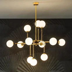 Stilnovo-riippuvalo Galassia, kullanvärinen, Ø 120 cm, 12-lamppuinen.