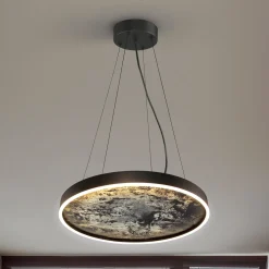 Stone LED-riippuvalaisin, Ø 60 cm, CCT, musta, metalli, akryyli