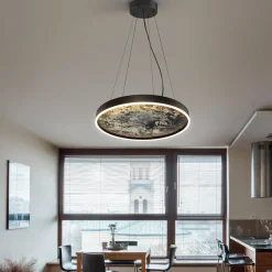 Stone LED-riippuvalaisin, Ø 60 cm, CCT, musta, metalli, akryyli