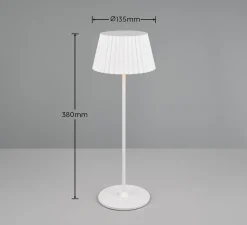 Suarez ladattava LED-pöytävalaisin, valkoinen, korkeus 39 cm, metallia