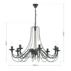 Suuri 8-lamp. maalaistyylinen CLARA-kattokruunu