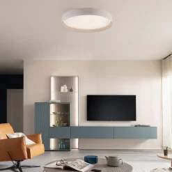 TAVOLI-LED-kattovalaisin, beige, Ø 49 cm, metalli, CCT, himmennettävä