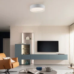 TAVOLI-LED-kattovalaisin, valkoinen, Ø 29 cm, metalli, CCT, himmennettävä