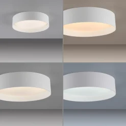 TAVOLI-LED-kattovalaisin, valkoinen, Ø 29 cm, metalli, CCT, himmennettävä