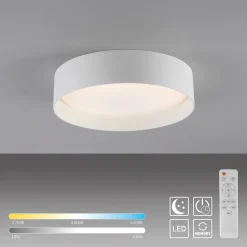 TAVOLI-LED-kattovalaisin, valkoinen, Ø 29 cm, metalli, CCT, himmennettävä
