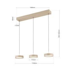 Teide LED-riippuvalaisin, khaki, metalli, korkeussäädettävä