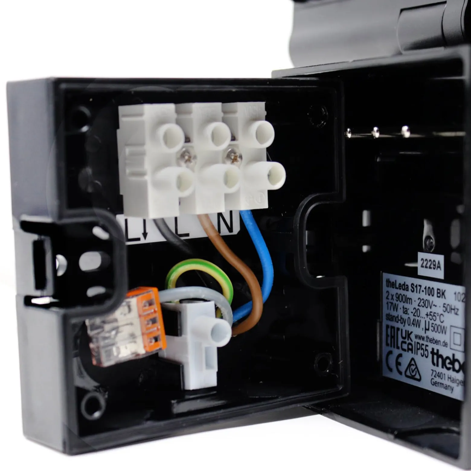 Theben LED-ulkoseinävalaisin theLeda S17-100, musta Sensor