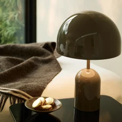Tom Dixon Akku-pöytälamppu BELL PORTABLE, taupe, 28 cm IP44