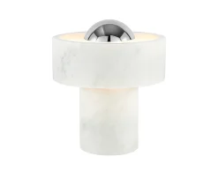 Tom Dixon LED-akkukäyttöinen pöytälamppu Stone, hopeanvärinen, 19 cm