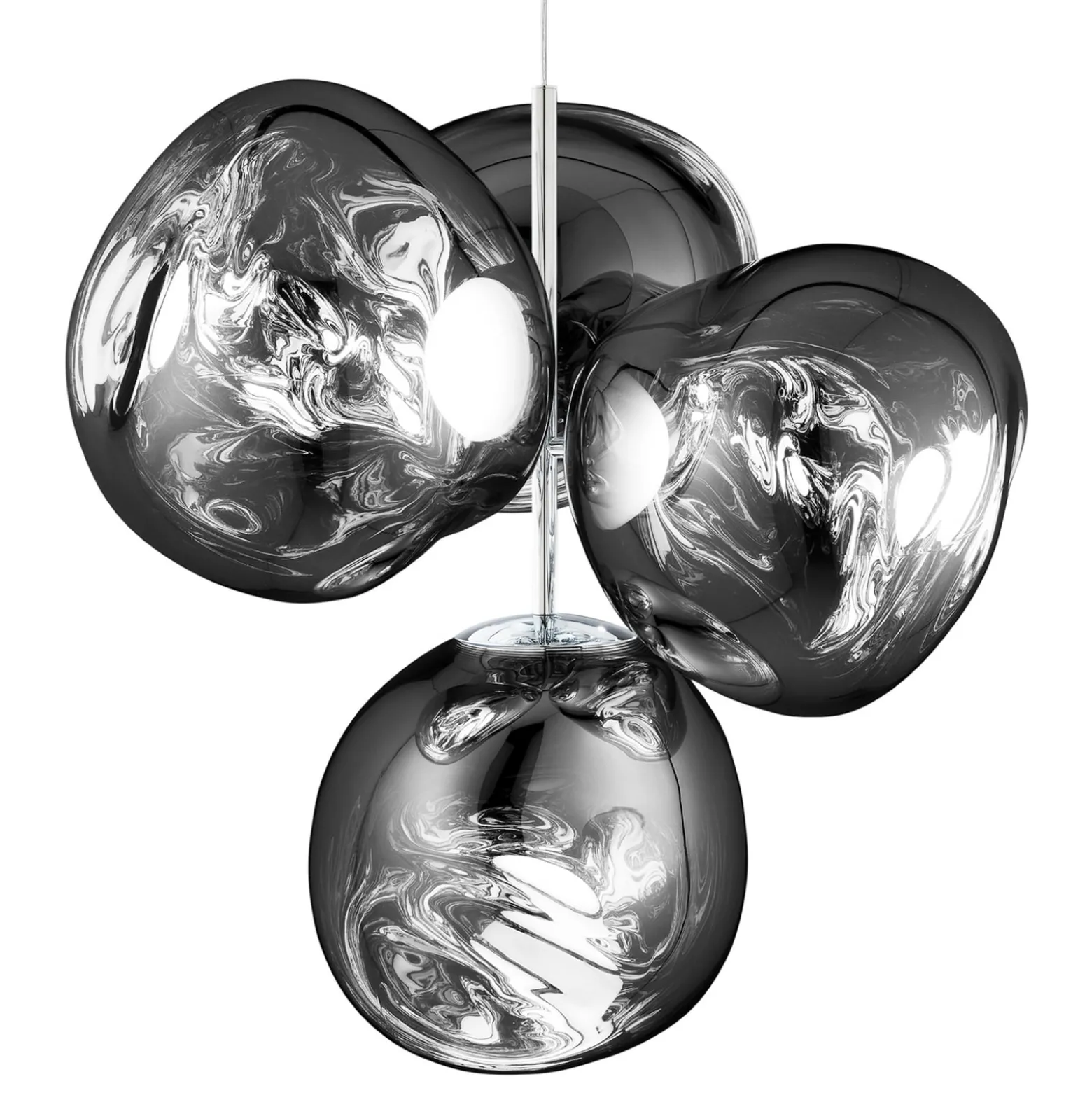Tom Dixon LED-kattokruunu Melt Chandelier, kromivärinen