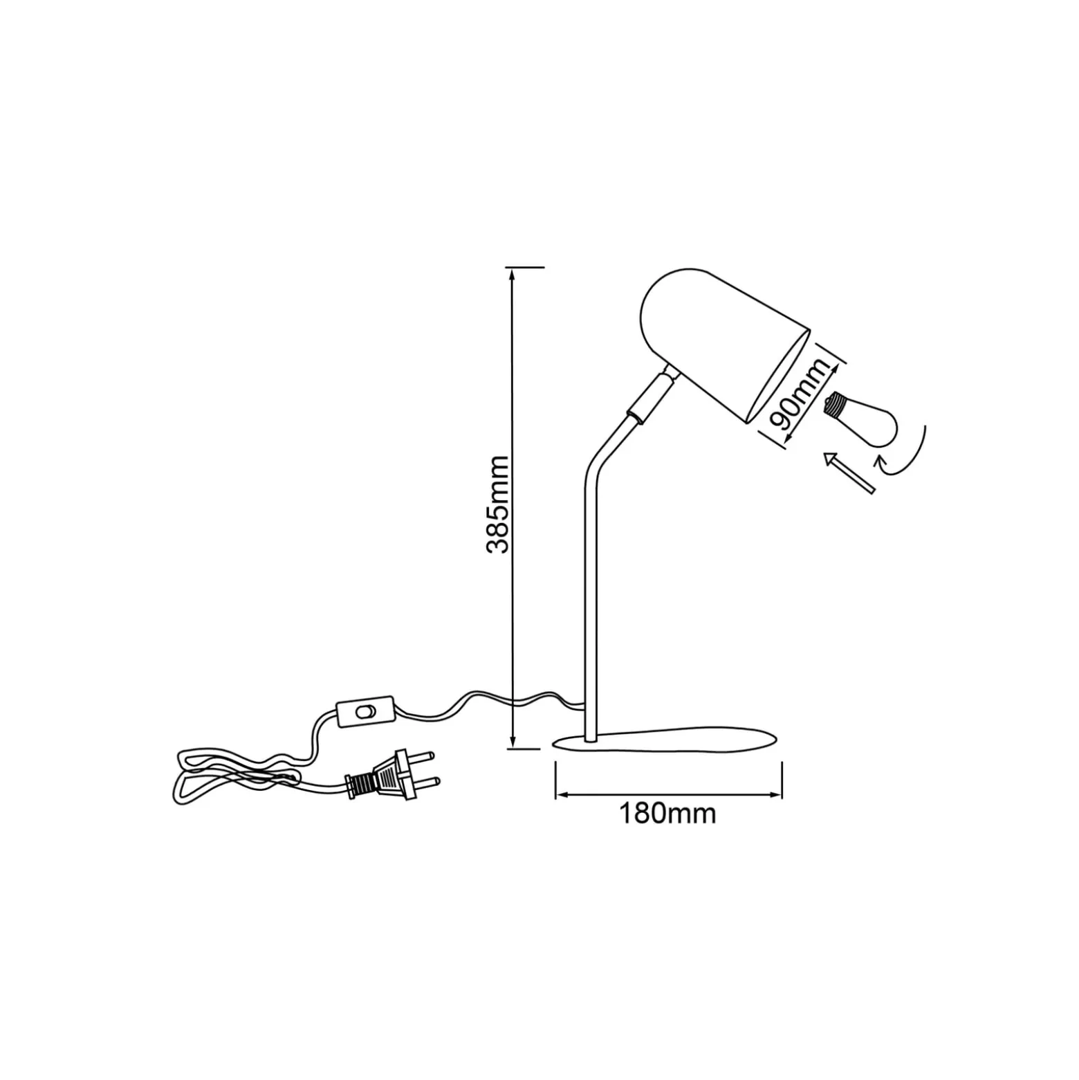 Tong-pöytävalaisin, musta, korkeus 38 cm, metallia