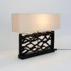 TREMITI NERO -pöytälamppu, musta/beige, korkeus 67 cm, puu/tekstiili