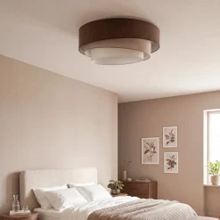 Trio-kattovalaisin, ruskea/beige, halkaisija 60 cm, tekstiili, E27
