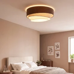 Trio-kattovalaisin, ruskea/beige, halkaisija 60 cm, tekstiili, E27