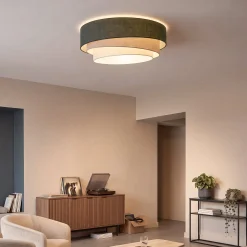 Trio-kattovalaisin, vihreä/beige, Ø 60 cm, tekstiili, E27