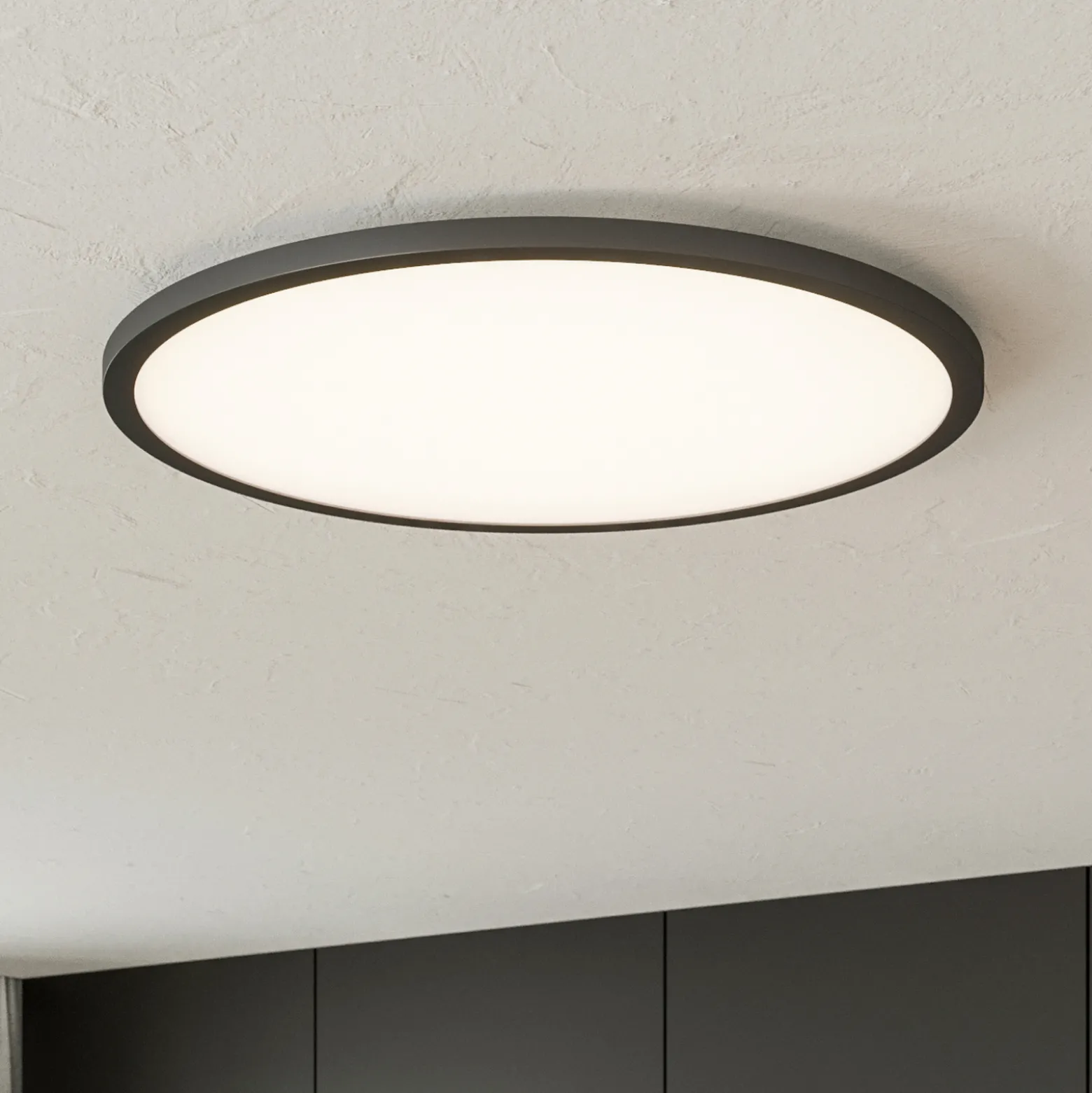 Tuco-LED-kattovalaisin CCT, himmennys, musta Ø50cm