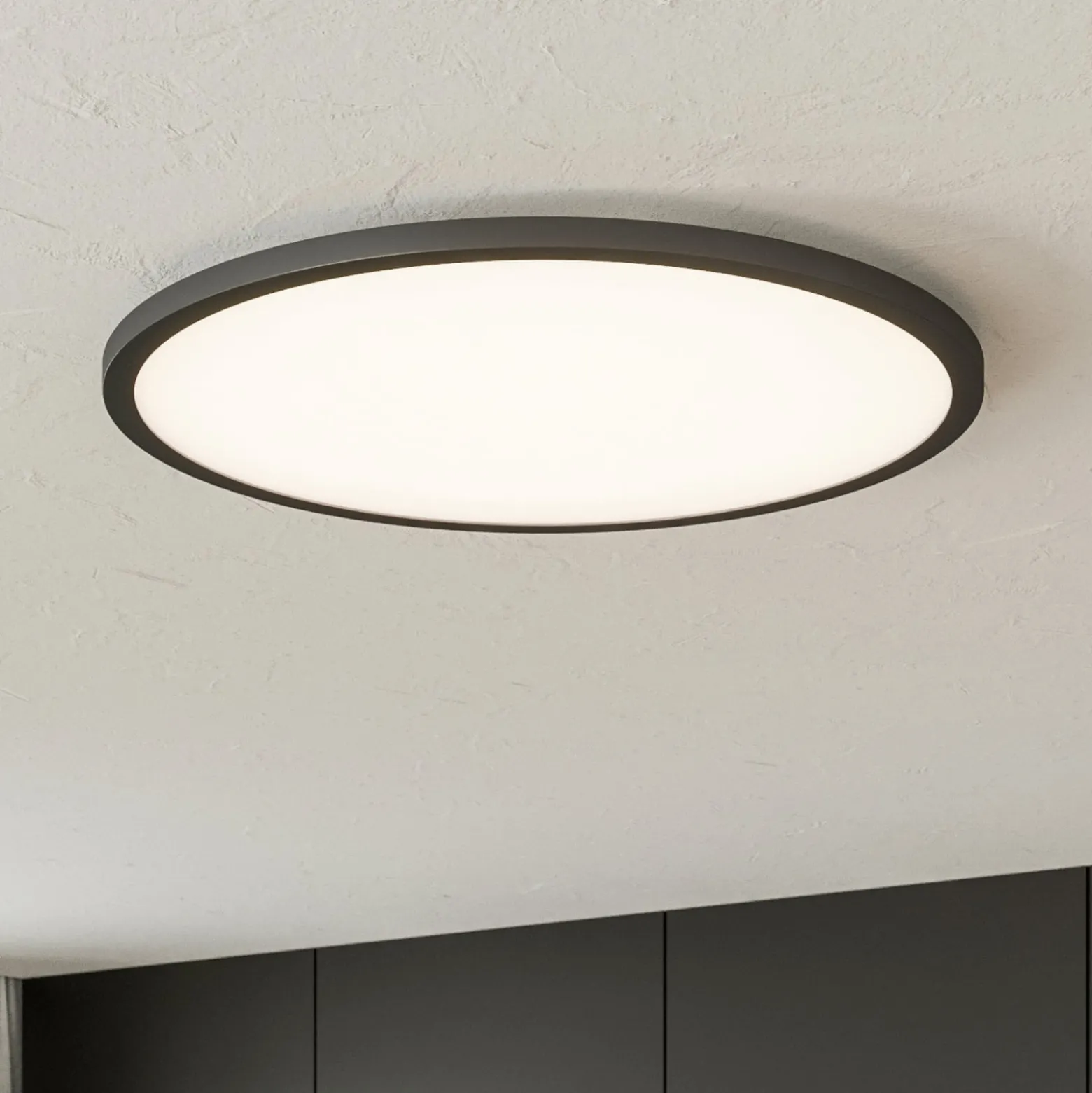 Tuco-LED-kattovalaisin CCT, himmennys, musta Ø50cm