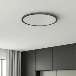 Tuco-LED-kattovalaisin CCT, himmennys, musta Ø50cm
