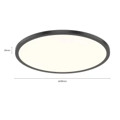 Tuco-LED-kattovalaisin CCT, himmennys, musta Ø50cm