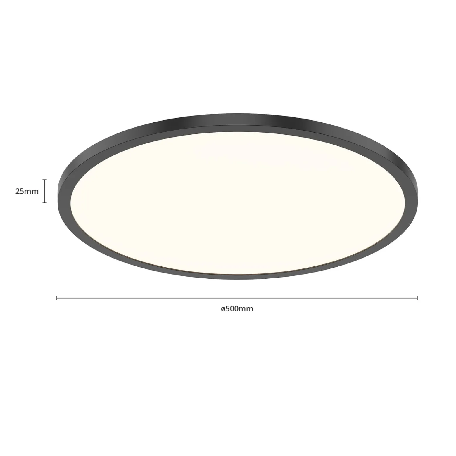 Tuco-LED-kattovalaisin CCT, himmennys, musta Ø50cm