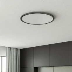 Tuco-LED-kattovalaisin CCT, himmennys, musta Ø50cm