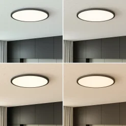 Tuco-LED-kattovalaisin CCT, himmennys, musta Ø50cm