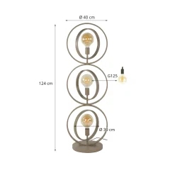 Turn Around -lattiavalaisin, beige, 3-lamppuinen, korkeus 124 cm, E27