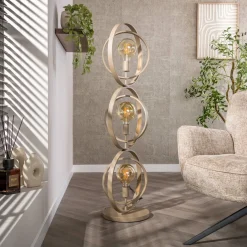 Turn Around -lattiavalaisin, beige, 3-lamppuinen, korkeus 124 cm, E27