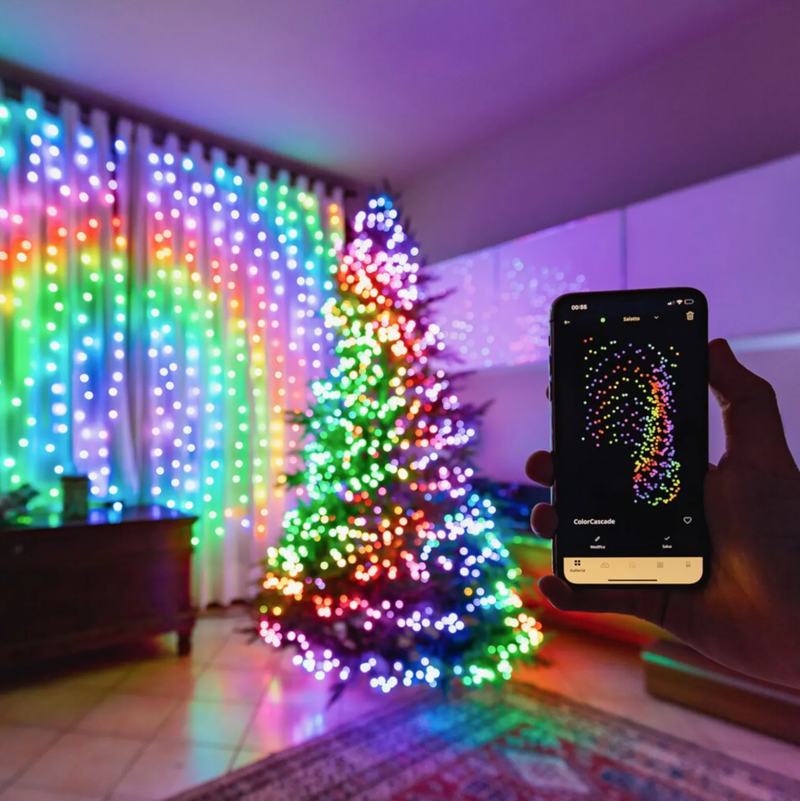 Twinkly RGB keijuvalot, musta, 250 valoa 20m