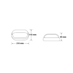 Ulkoseinävalaisin 400180, alumiini/lasi, pituus 21 cm, IP54