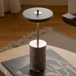 UMAGE akkulamppu Asteria MOVE MINI, marmorinharmaa/teräs, IP44