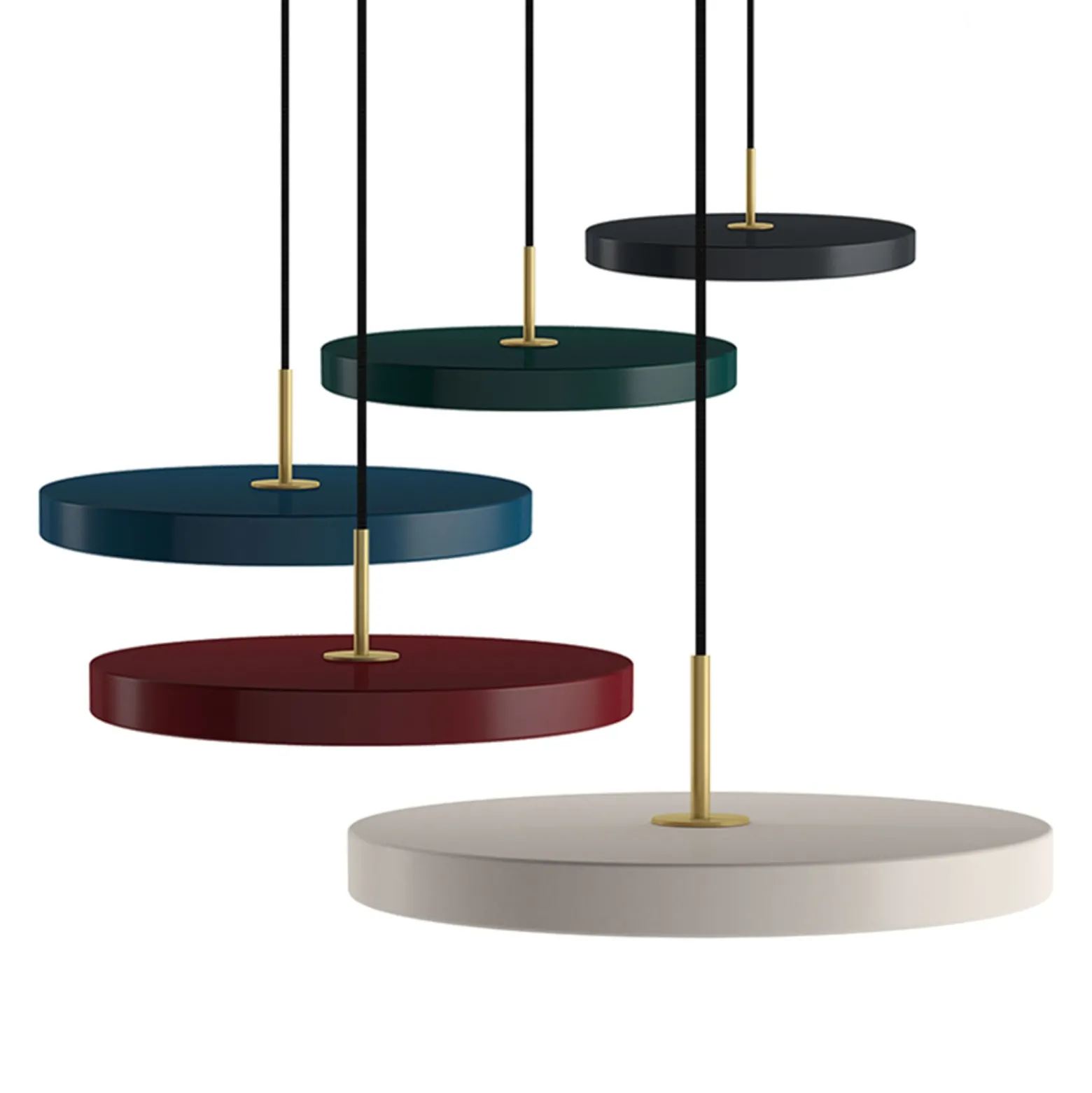UMAGE LED-riippuvalaisin Asteria Mini, helmenvalkoinen/messinki, Ø 31 cm