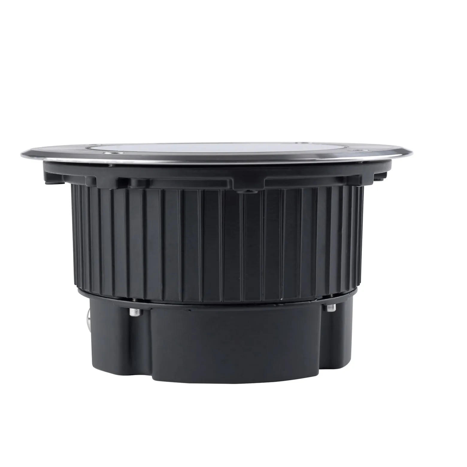 Upotettava LED-lattiavalaisin Gea, Ø 18 cm, 3000K, ruostumaton teräs