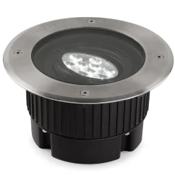 Upotettava LED-lattiavalaisin Gea, Ø 18 cm, 3000K, ruostumaton teräs