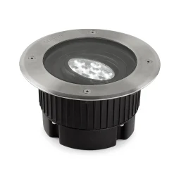 Upotettava LED-lattiavalaisin Gea, Ø 18 cm, 3000K, ruostumaton teräs